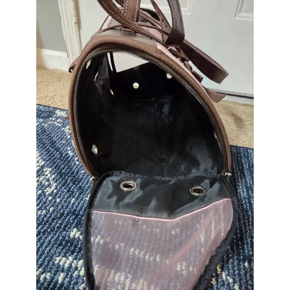 Pink Pet Carrier Brown Shoulder Bag